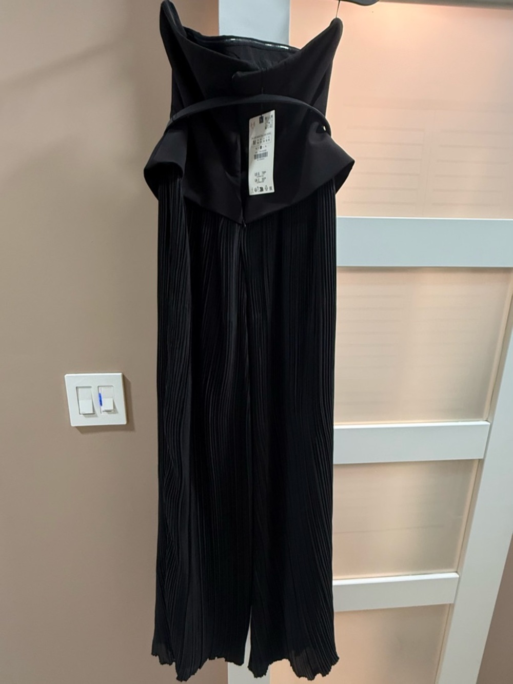 Zara Black Strapless Pleated Jumpsuit